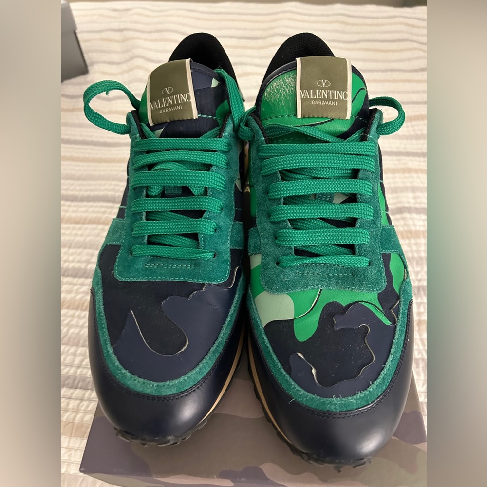 Valentino Green and Black Camouflage Sneakers
